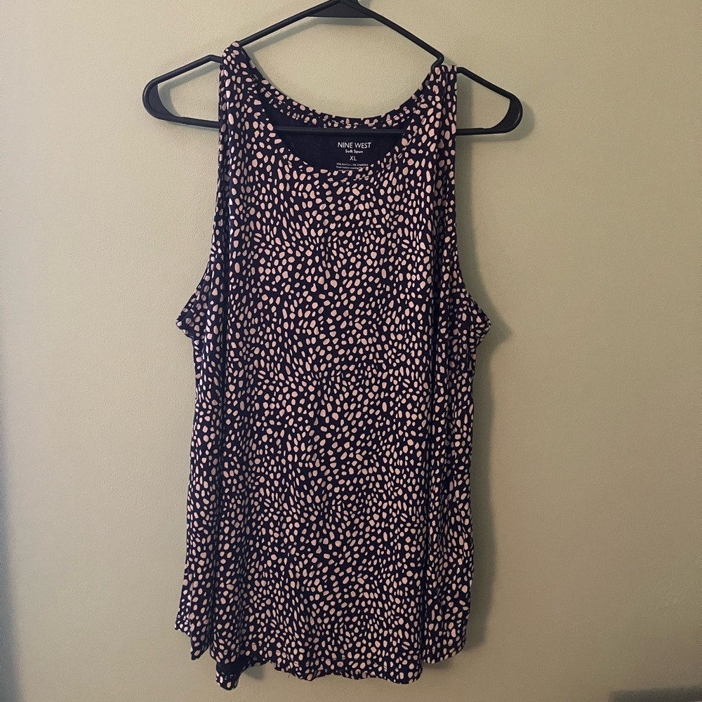Nine West Women’s Navy Dotted XL Top